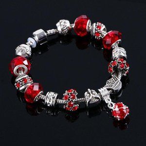 Women's Crystal/Silver Charm Bracelet